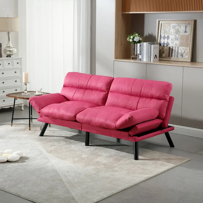 Canapé-lit convertible COOLMORE en lin/microdaim/motif peluche avec pieds en métal