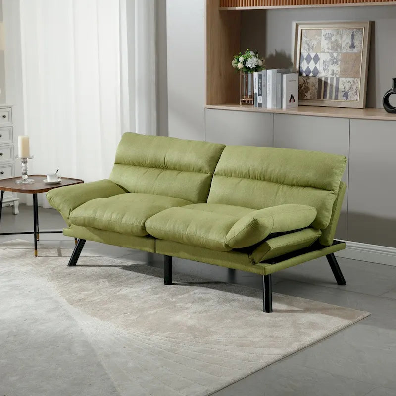 Canapé-lit convertible COOLMORE en lin/microdaim/motif peluche avec pieds en métal