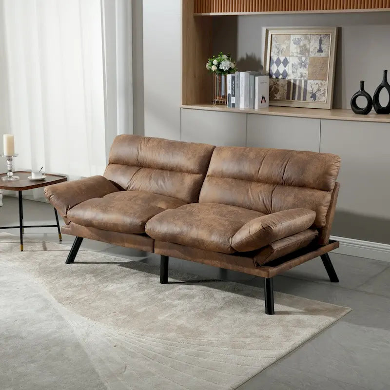 Canapé-lit convertible COOLMORE en lin/microdaim/motif peluche avec pieds en métal