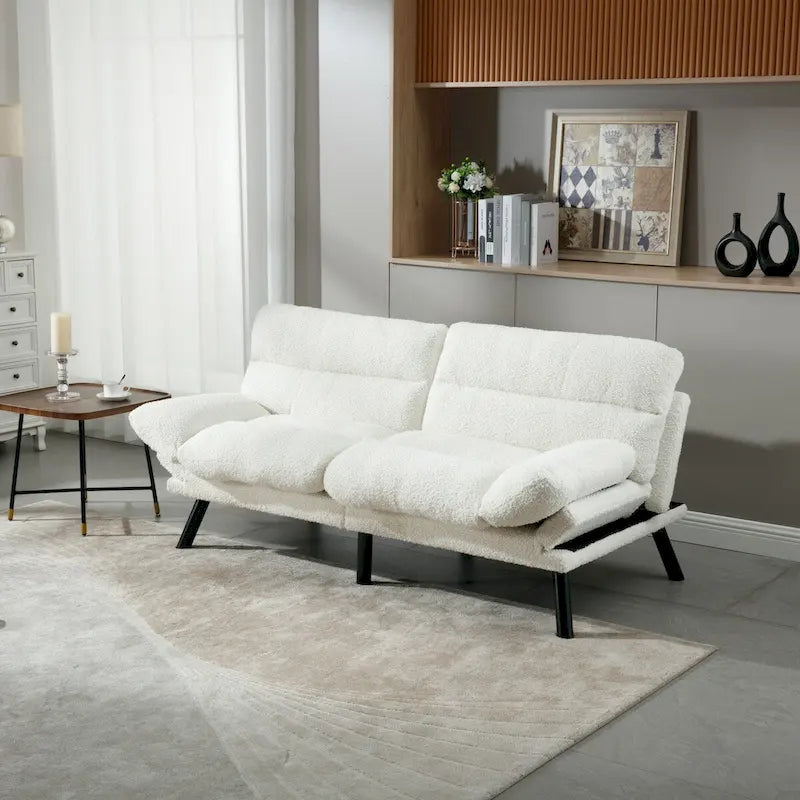 Canapé-lit convertible COOLMORE en lin/microdaim/motif peluche avec pieds en métal