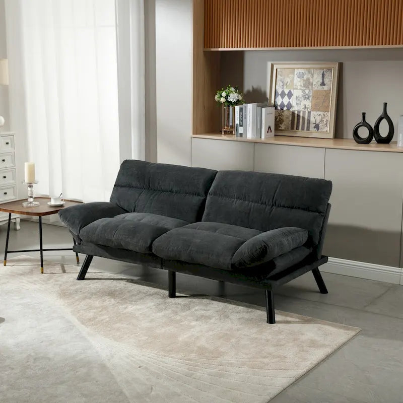 Canapé-lit convertible COOLMORE en lin/microdaim/motif peluche avec pieds en métal