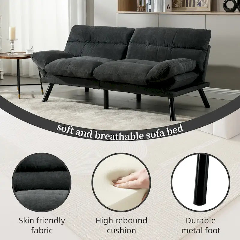 Canapé-lit convertible COOLMORE en lin/microdaim/motif peluche avec pieds en métal