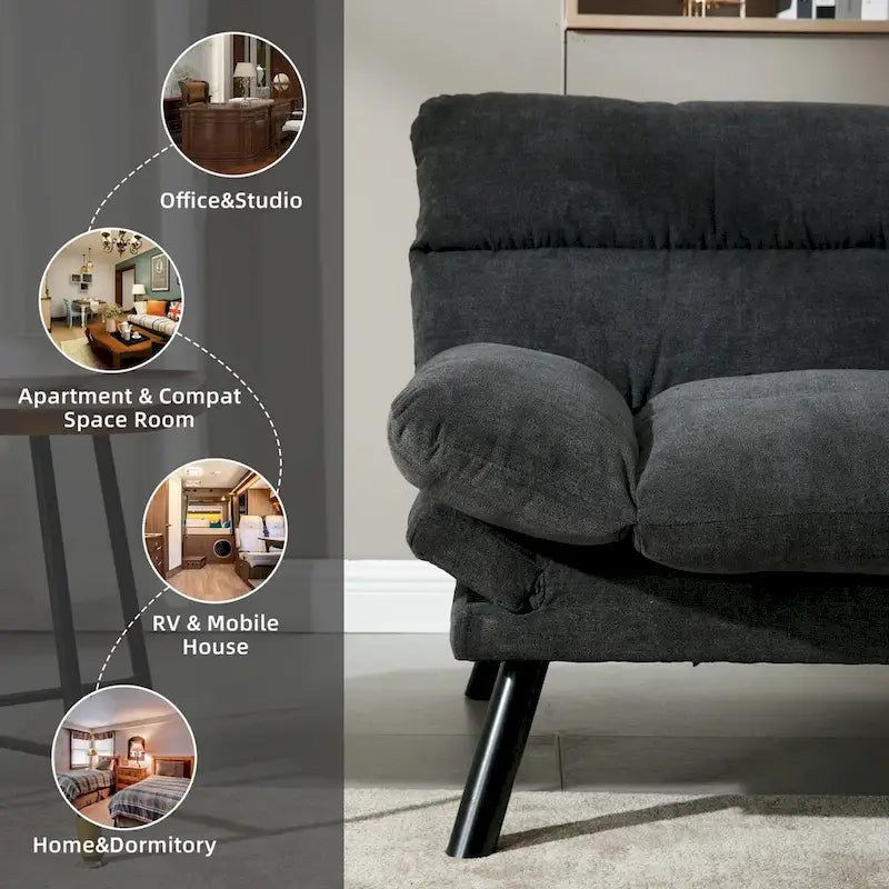 Canapé-lit convertible COOLMORE en lin/microdaim/motif peluche avec pieds en métal