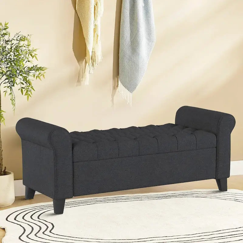 Banc de rangement moderne et élégant, capitonné, avec couvercle rabattable
