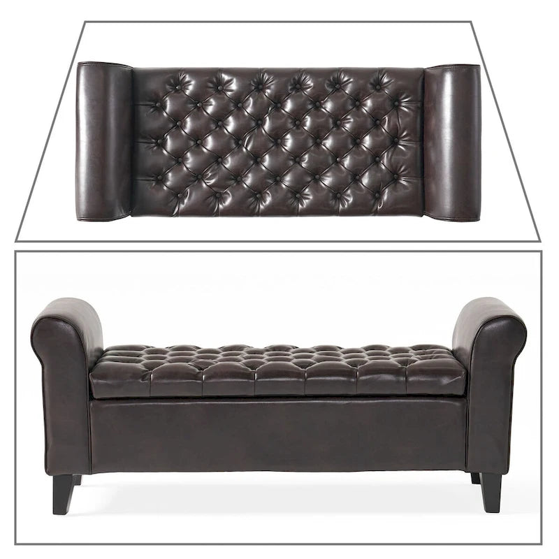 Banc de rangement moderne et élégant, capitonné, avec couvercle rabattable