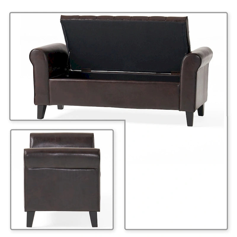 Banc de rangement moderne et élégant, capitonné, avec couvercle rabattable