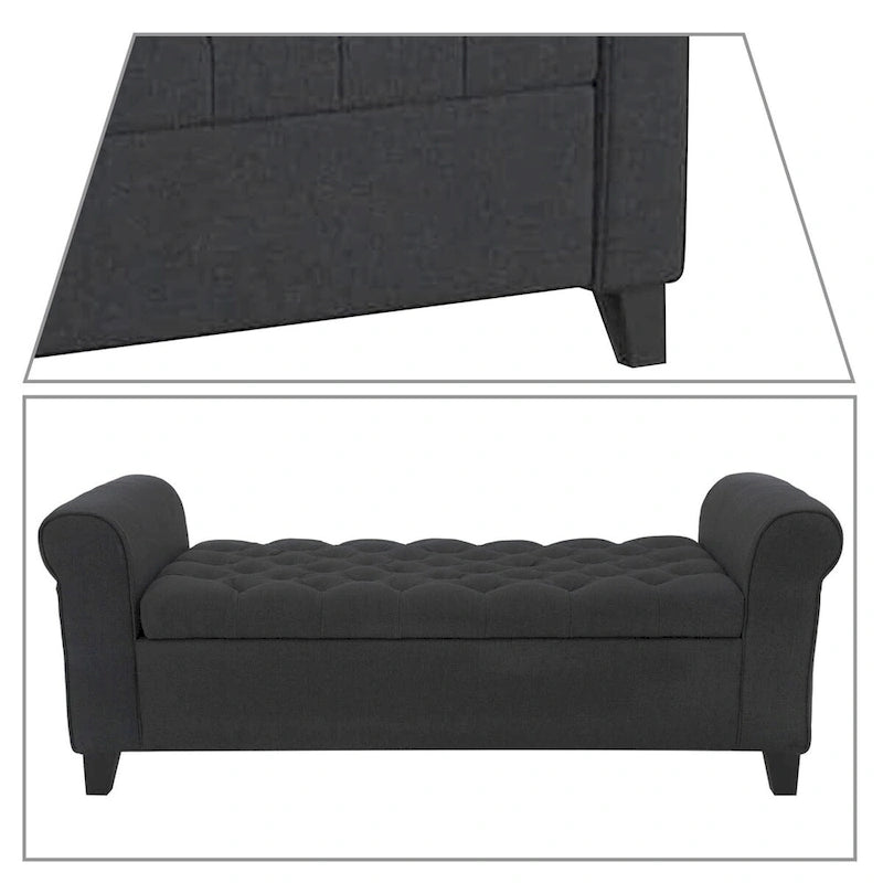 Banc de rangement moderne et élégant, capitonné, avec couvercle rabattable