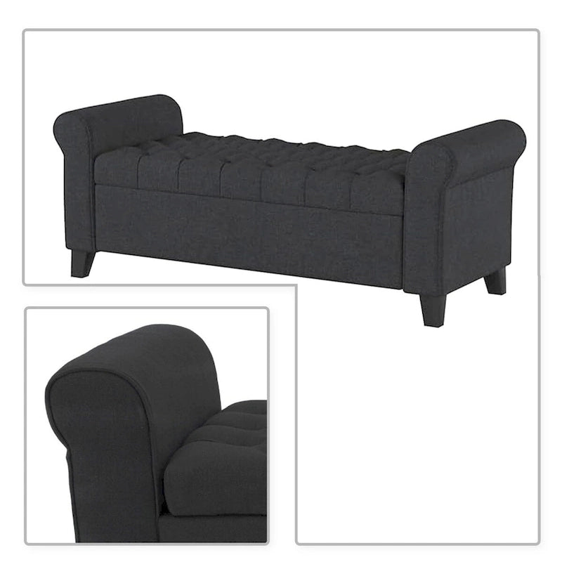 Banc de rangement moderne et élégant, capitonné, avec couvercle rabattable