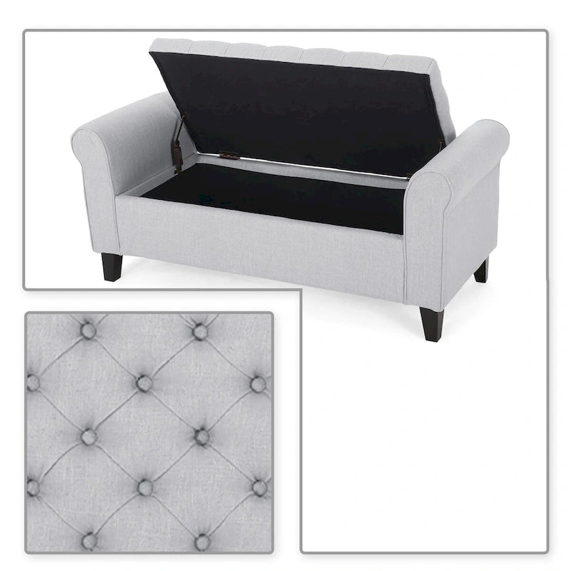 Banc de rangement moderne et élégant, capitonné, avec couvercle rabattable