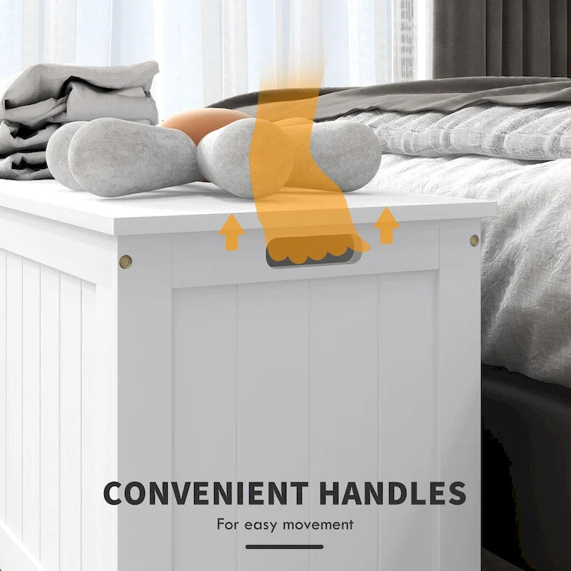 Coffre de rangement HOMCOM, boîte en bois avec 2 charnières de sécurité et poignées découpées, coffre de rangement moderne pour salon, entrée