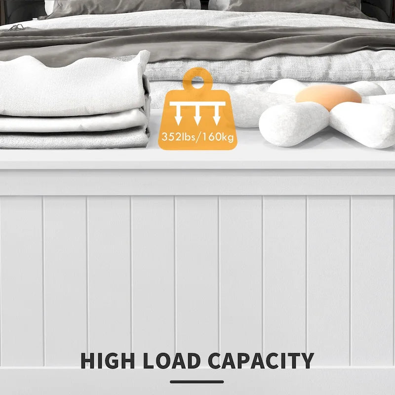 Coffre de rangement HOMCOM, boîte en bois avec 2 charnières de sécurité et poignées découpées, coffre de rangement moderne pour salon, entrée