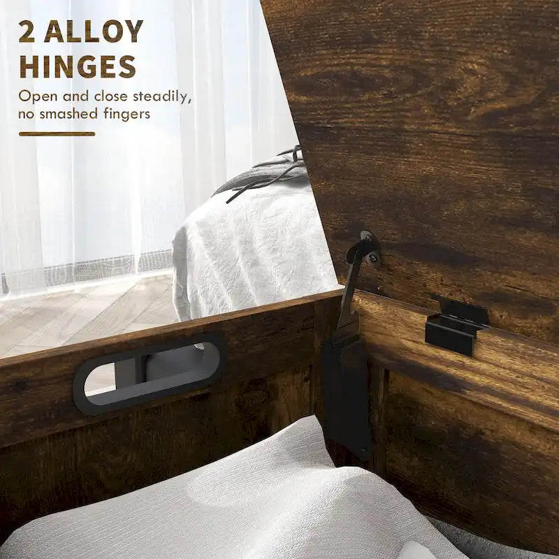 Coffre de rangement HOMCOM, boîte en bois avec 2 charnières de sécurité et poignées découpées, coffre de rangement moderne pour salon, entrée