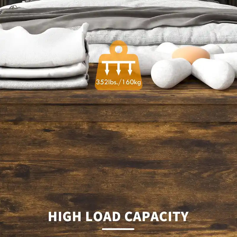 Coffre de rangement HOMCOM, boîte en bois avec 2 charnières de sécurité et poignées découpées, coffre de rangement moderne pour salon, entrée