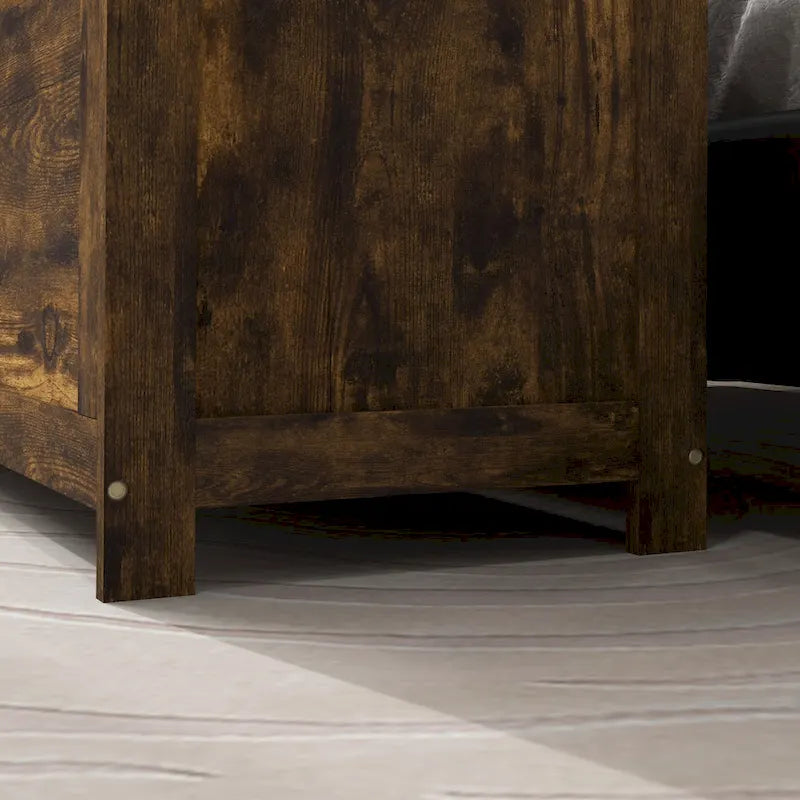 Coffre de rangement HOMCOM, boîte en bois avec 2 charnières de sécurité et poignées découpées, coffre de rangement moderne pour salon, entrée