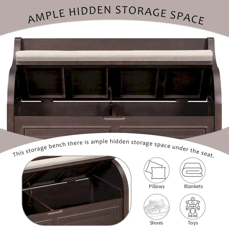 Banc de rangement multifonctionnel pour entrée