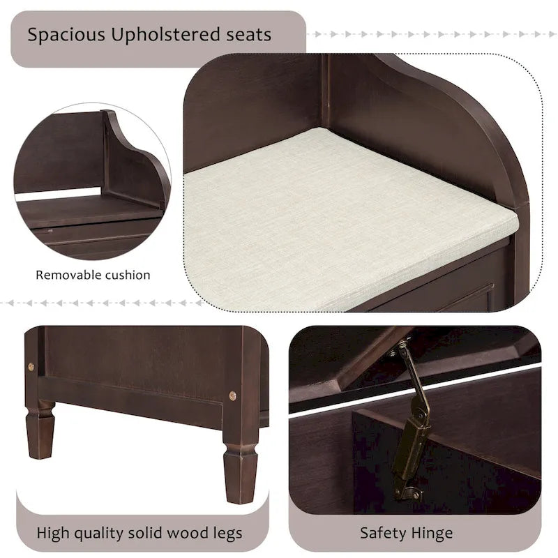 Banc de rangement multifonctionnel pour entrée