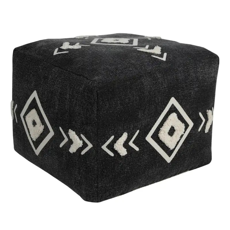 HomeRoots 18 Black 100% Cotton Ottoman