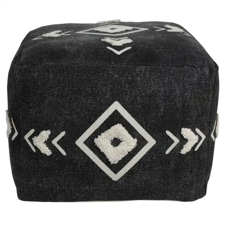 Pouf HomeRoots 18 Noir 100% Coton