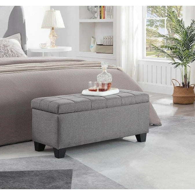 Banc rectangulaire rembourré avec rangement, banc de bout de lit pour chambre à coucher