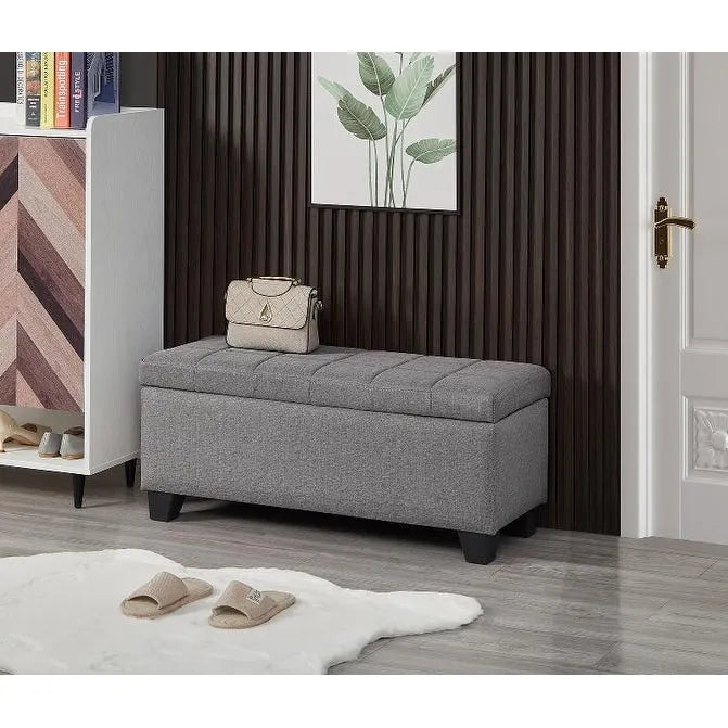 Banc rectangulaire rembourré avec rangement, banc de bout de lit pour chambre à coucher