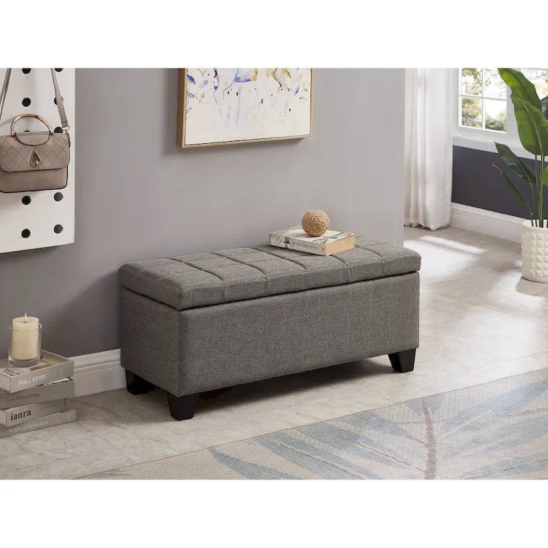 Banc rectangulaire rembourré avec rangement, banc de bout de lit pour chambre à coucher