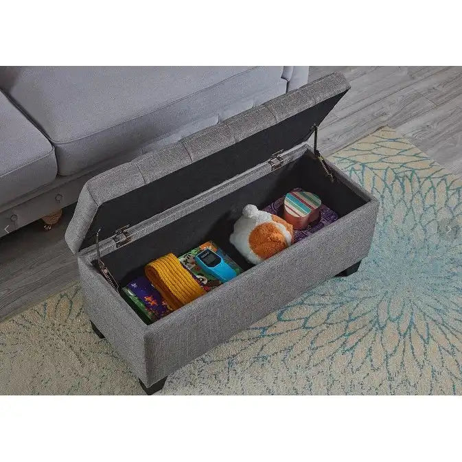 Banc rectangulaire rembourré avec rangement, banc de bout de lit pour chambre à coucher