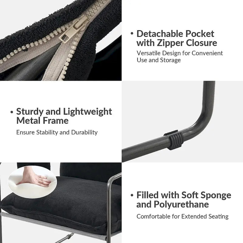 Fauteuil Rebeca moderne à structure métallique avec poches de rangement (lot de 2) par HULALA HOME