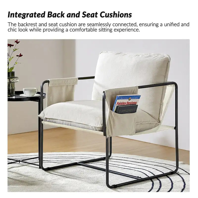 Fauteuil Rebeca moderne à structure métallique avec poches de rangement (lot de 2) par HULALA HOME