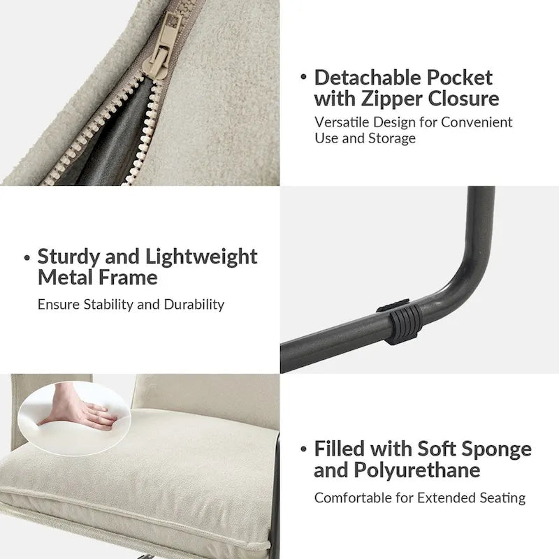 Fauteuil Rebeca moderne à structure métallique avec poches de rangement (lot de 2) par HULALA HOME