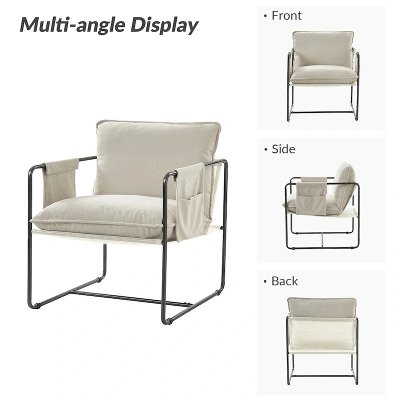 Fauteuil Rebeca moderne à structure métallique avec poches de rangement (lot de 2) par HULALA HOME