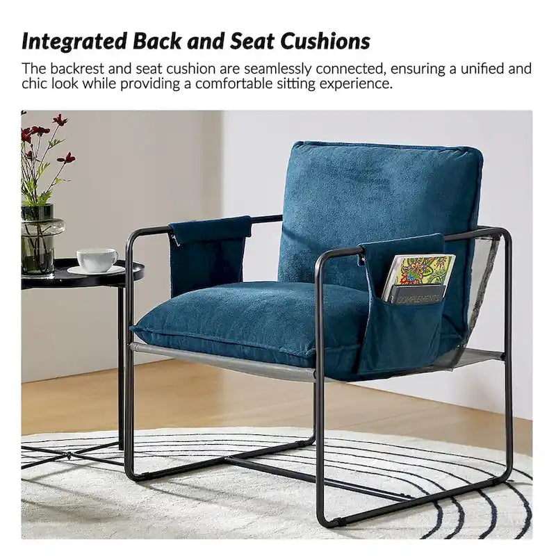 Fauteuil Rebeca moderne à structure métallique avec poches de rangement (lot de 2) par HULALA HOME