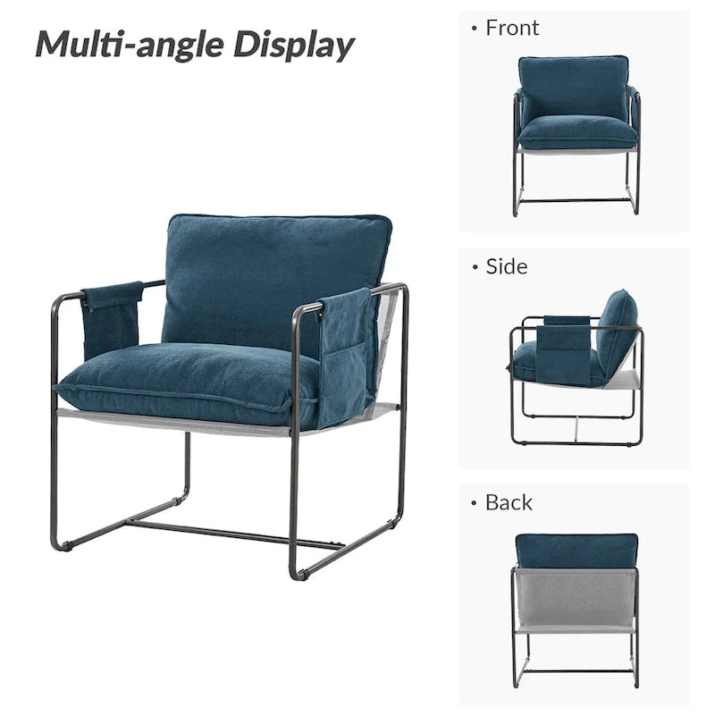 Fauteuil Rebeca moderne à structure métallique avec poches de rangement (lot de 2) par HULALA HOME