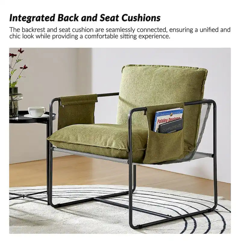 Fauteuil Rebeca moderne à structure métallique avec poches de rangement (lot de 2) par HULALA HOME