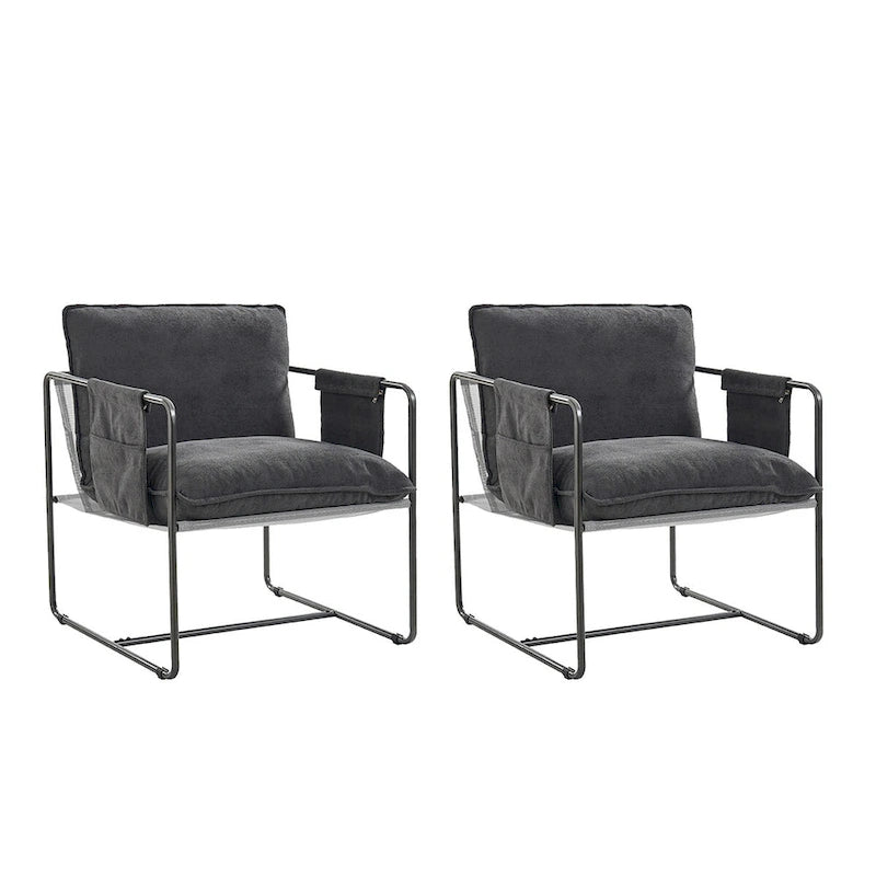 Fauteuil Rebeca moderne à structure métallique avec poches de rangement (lot de 2) par HULALA HOME