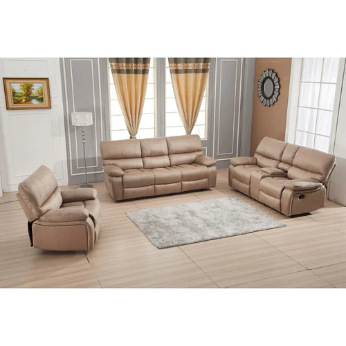Ensemble de salon inclinable 3 pièces Betsy Furniture en microfibre, comprenant canapé, causeuse et fauteuil.
