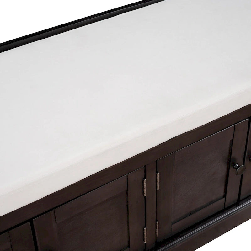 Banc de rangement à 4 portes avec étagères réglables et coussin amovible - 42,7 cm (L) x 15,9 cm (l) x 17,4 cm (H)