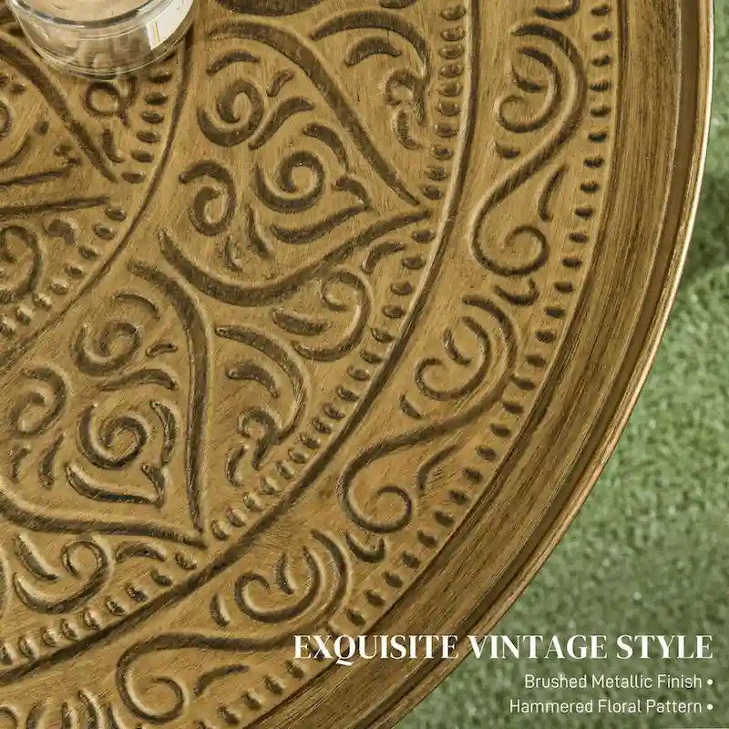 Table basse ronde HOMCOM 24 avec plateau martelé, table centrale vintage en métal pour salon, chambre ou table d'appoint