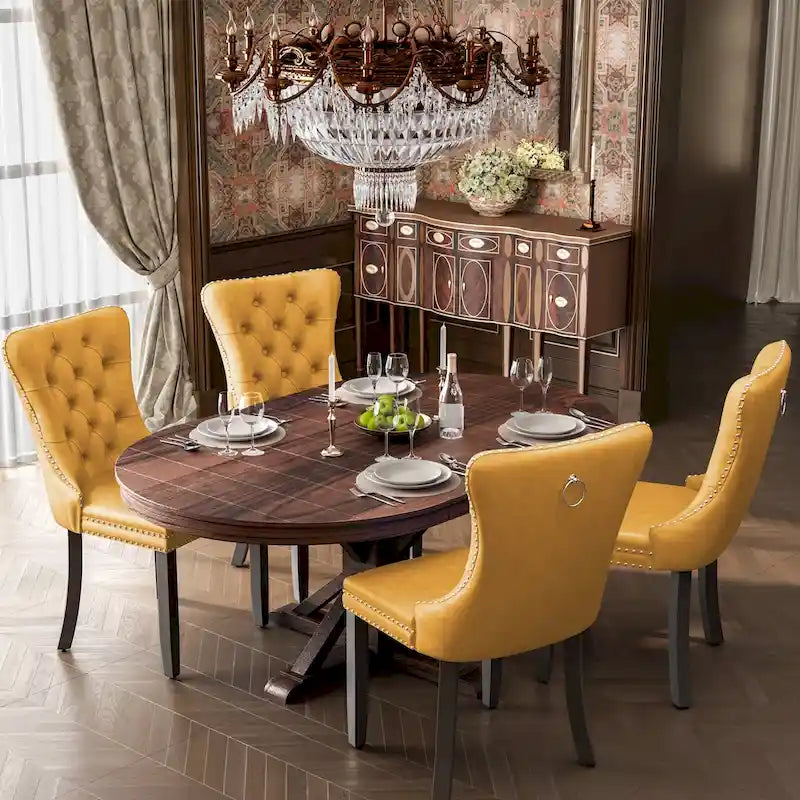 Chaises de salle à manger d'appoint modernes en velours capitonné (ensemble de 4)