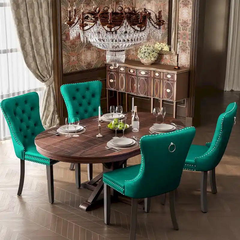 Chaises de salle à manger d'appoint modernes en velours capitonné (ensemble de 4)