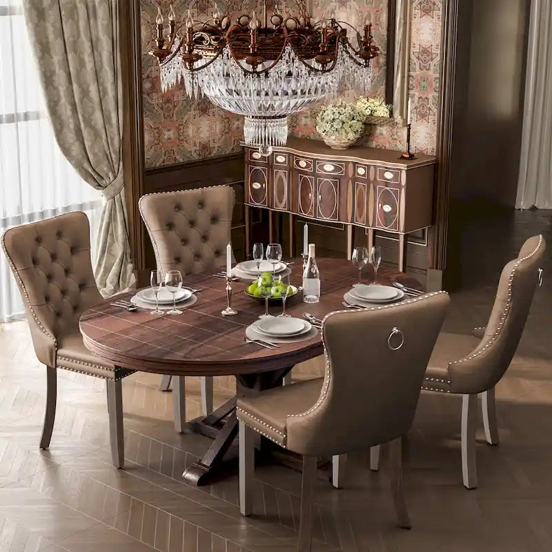 Chaises de salle à manger d'appoint modernes en velours capitonné (ensemble de 4)