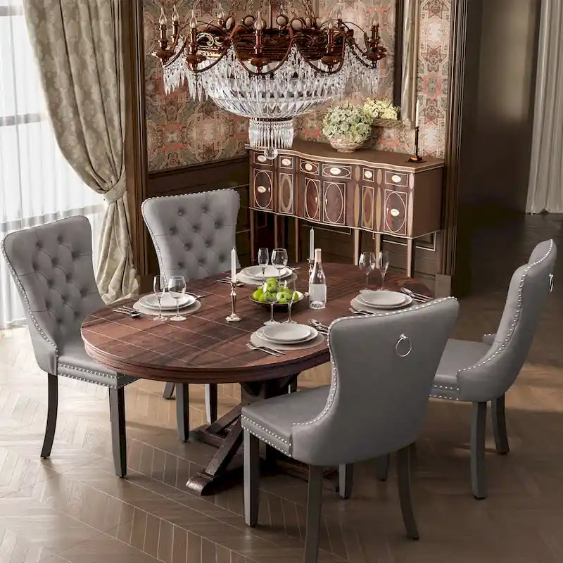 Chaises de salle à manger d'appoint modernes en velours capitonné (ensemble de 4)