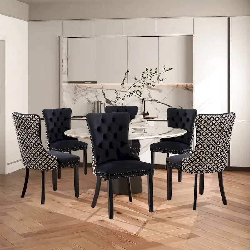 Chaises de salle à manger d'appoint modernes en velours capitonné (ensemble de 4)