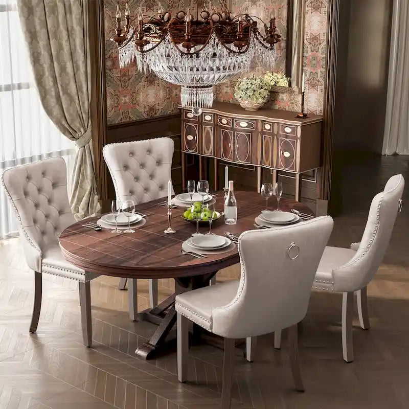 Chaises de salle à manger d'appoint modernes en velours capitonné (ensemble de 4)