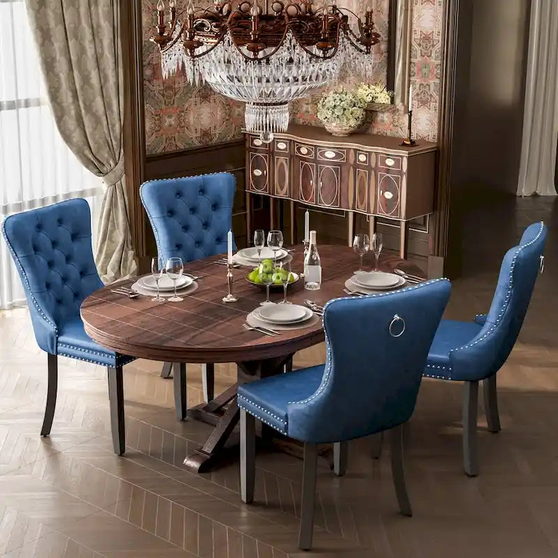 Chaises de salle à manger d'appoint modernes en velours capitonné (ensemble de 4)