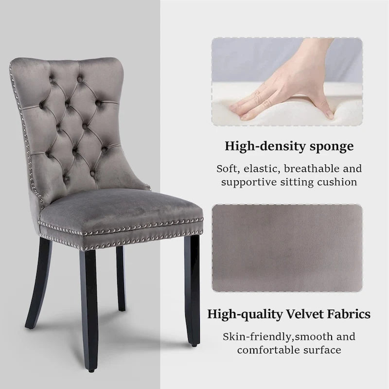 Chaises de salle à manger d'appoint modernes en velours capitonné (ensemble de 4)