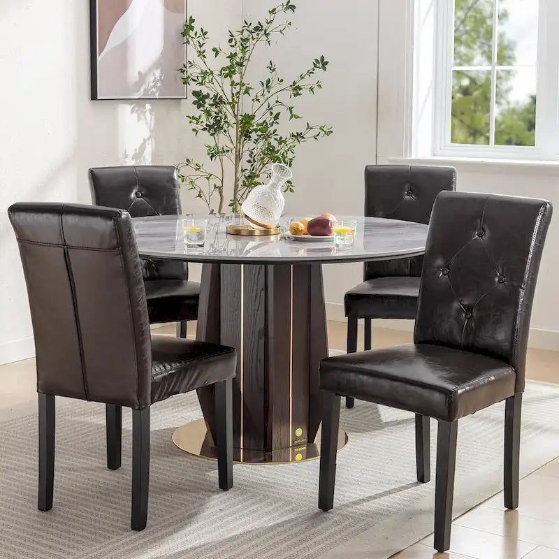 Javlergo Upholstered Dining Chairs Set of 4, Fabric or Faux Leather Dining Room Chair with Metal Legs