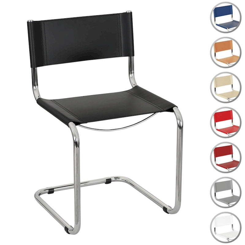 Breuer Chair Company Mart Stam Cantilever Side Chair w/ Chrome Frame (Various Bonded Leather Colors)