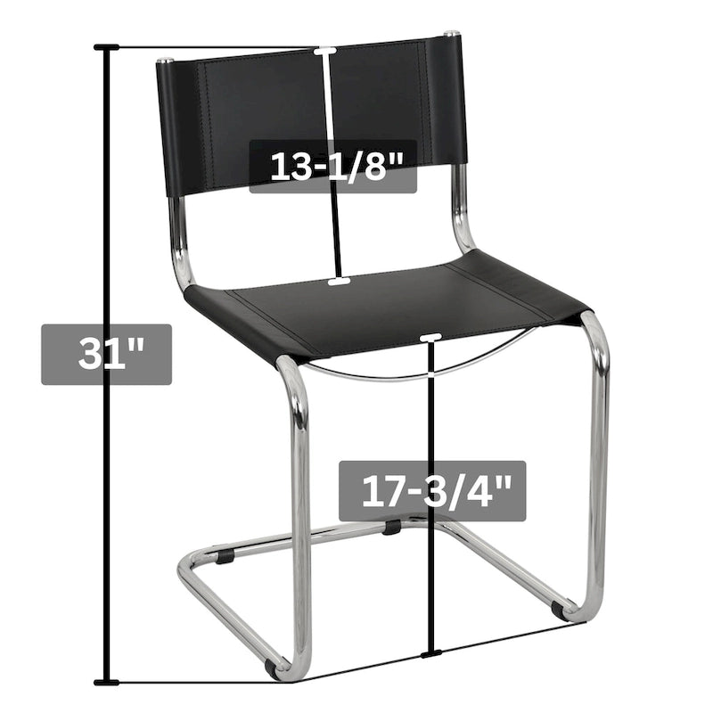 Chaise d'appoint cantilever Mart Stam de Breuer Chair Company avec cadre chromé (différents coloris de cuir reconstitué)