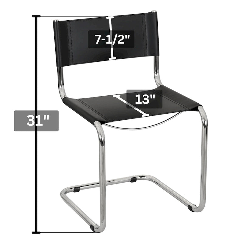 Chaise d'appoint cantilever Mart Stam de Breuer Chair Company avec cadre chromé (différents coloris de cuir reconstitué)