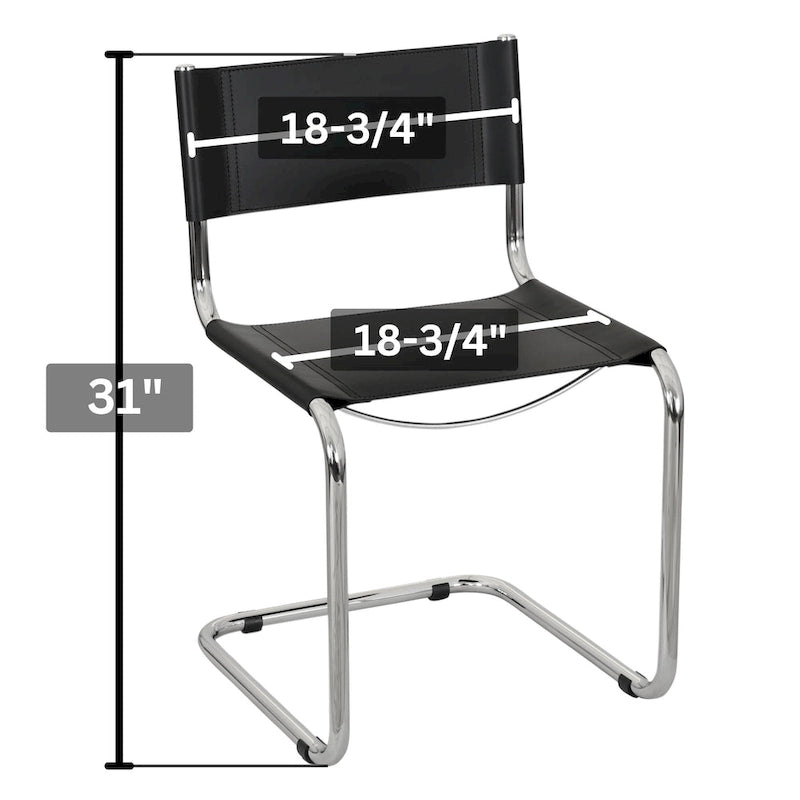 Chaise d'appoint cantilever Mart Stam de Breuer Chair Company avec cadre chromé (différents coloris de cuir reconstitué)